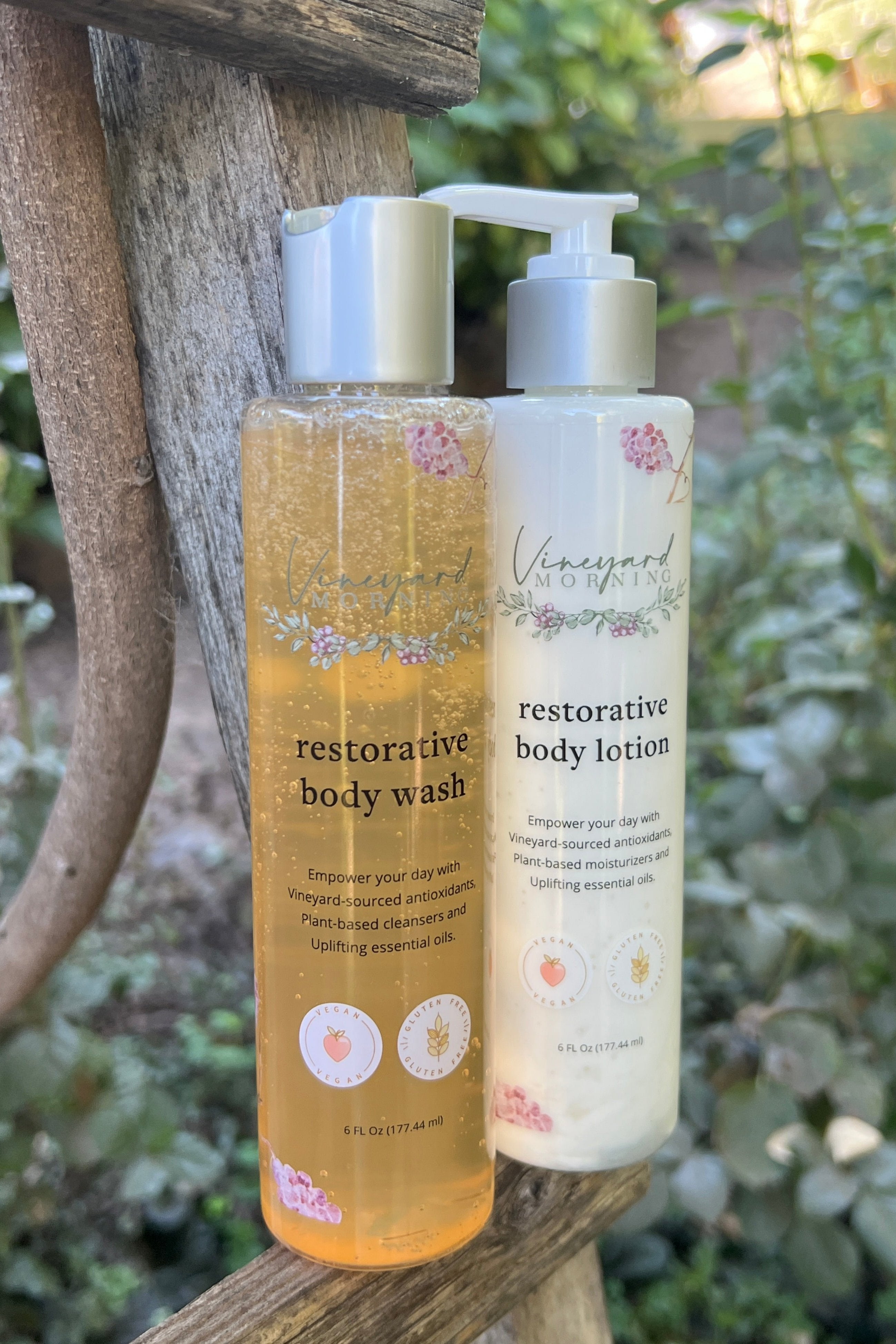 Clean beauty essentials: Vineyard Morning body wash and lotion duo
