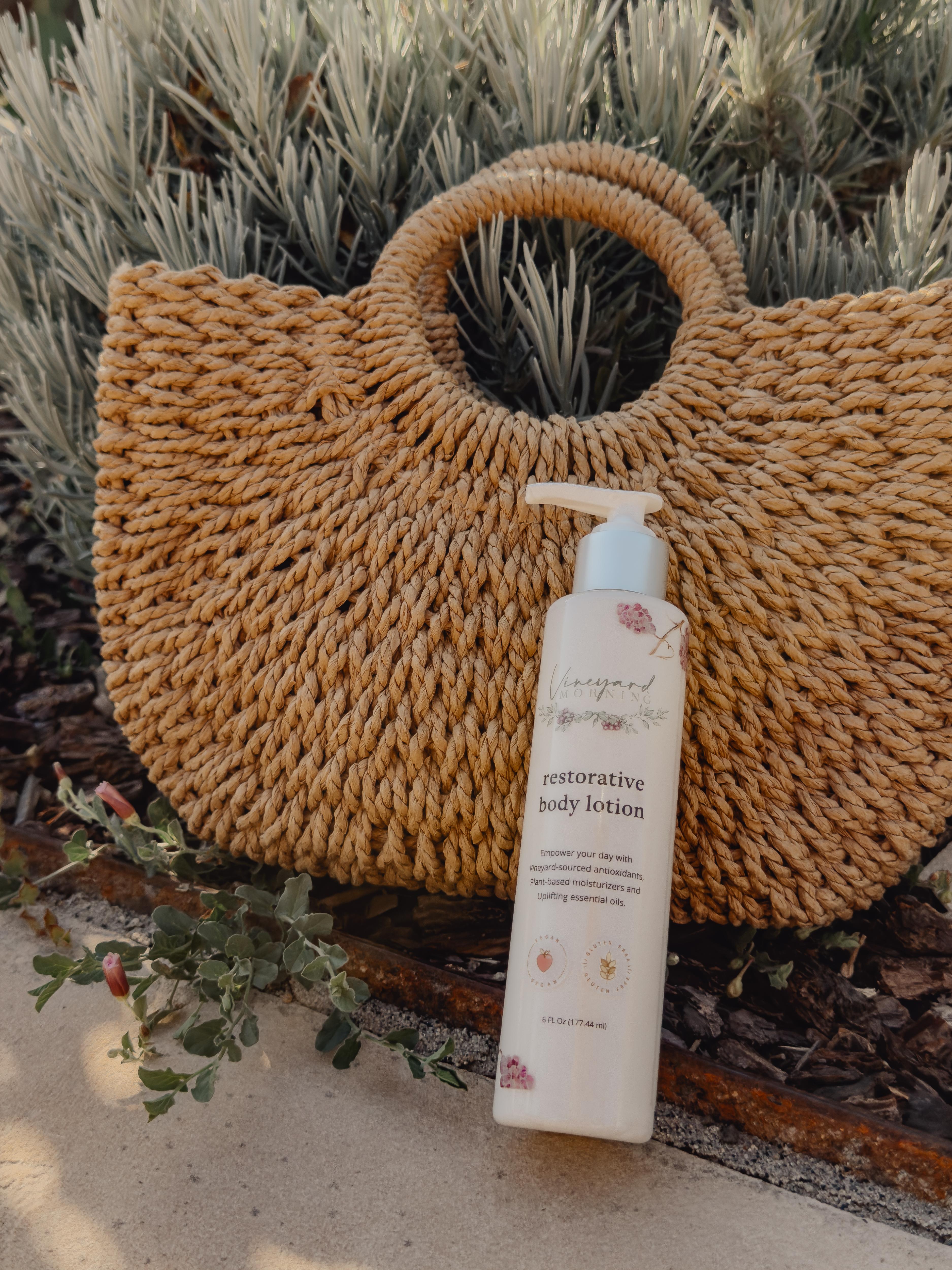 Face-grade body lotion by Vineyard Morning in eco-friendly bottle